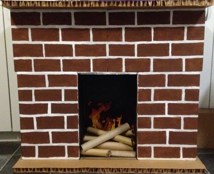 How to make a cardboard fireplace decoration