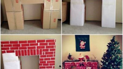 How to make a cardboard fireplace decoration