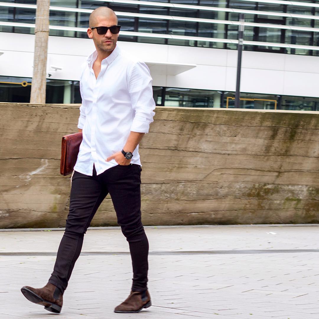 White dress shirt outfit mens