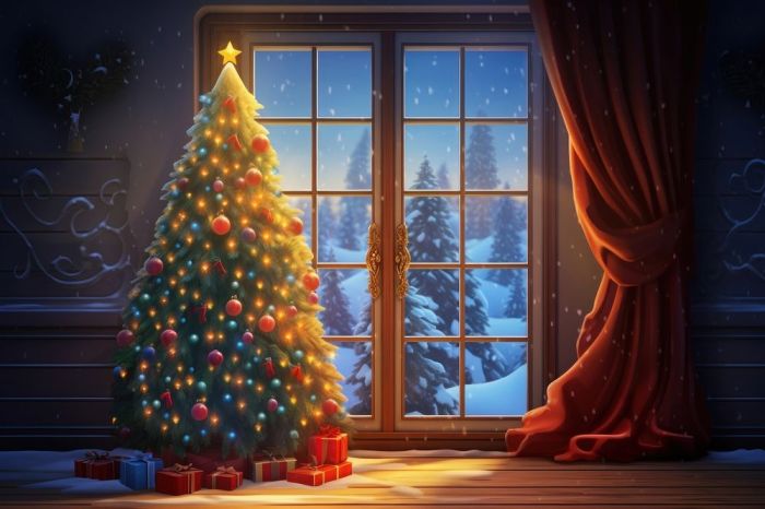 How to decorate window christmas tree snow spray