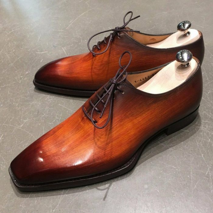 Mens cognac oxford dress shoes